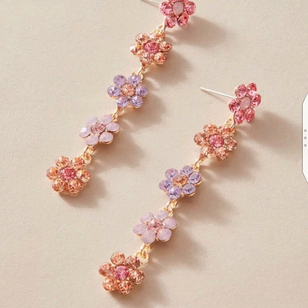 🆕🌼 Rhinestone Flower Drop Earrings🌼